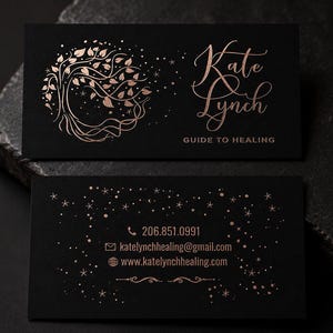 200 Black Business Cards | Rose Gold Copper Bronze Metallic Foil | 14PT 16PT Matte Thick | Color Custom Printed Calling Cards Hang Tags USA image 2