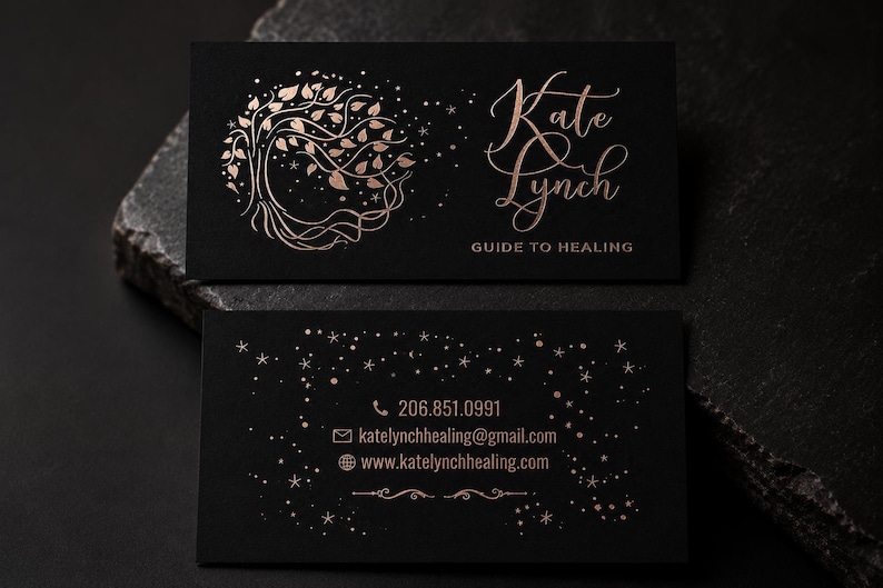200 Black Business Cards | Rose Gold Copper Bronze Metallic Foil | 14PT 16PT Matte Thick | Color Custom Printed Calling Cards Hang Tags USA image 2