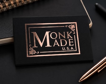 100 Black Business Cards | Luxury Metallic Foil  | 14PT or 16PT | Gold Silver Rose Gold Silver Holographic | Custom Logo Art Hang Tags USA