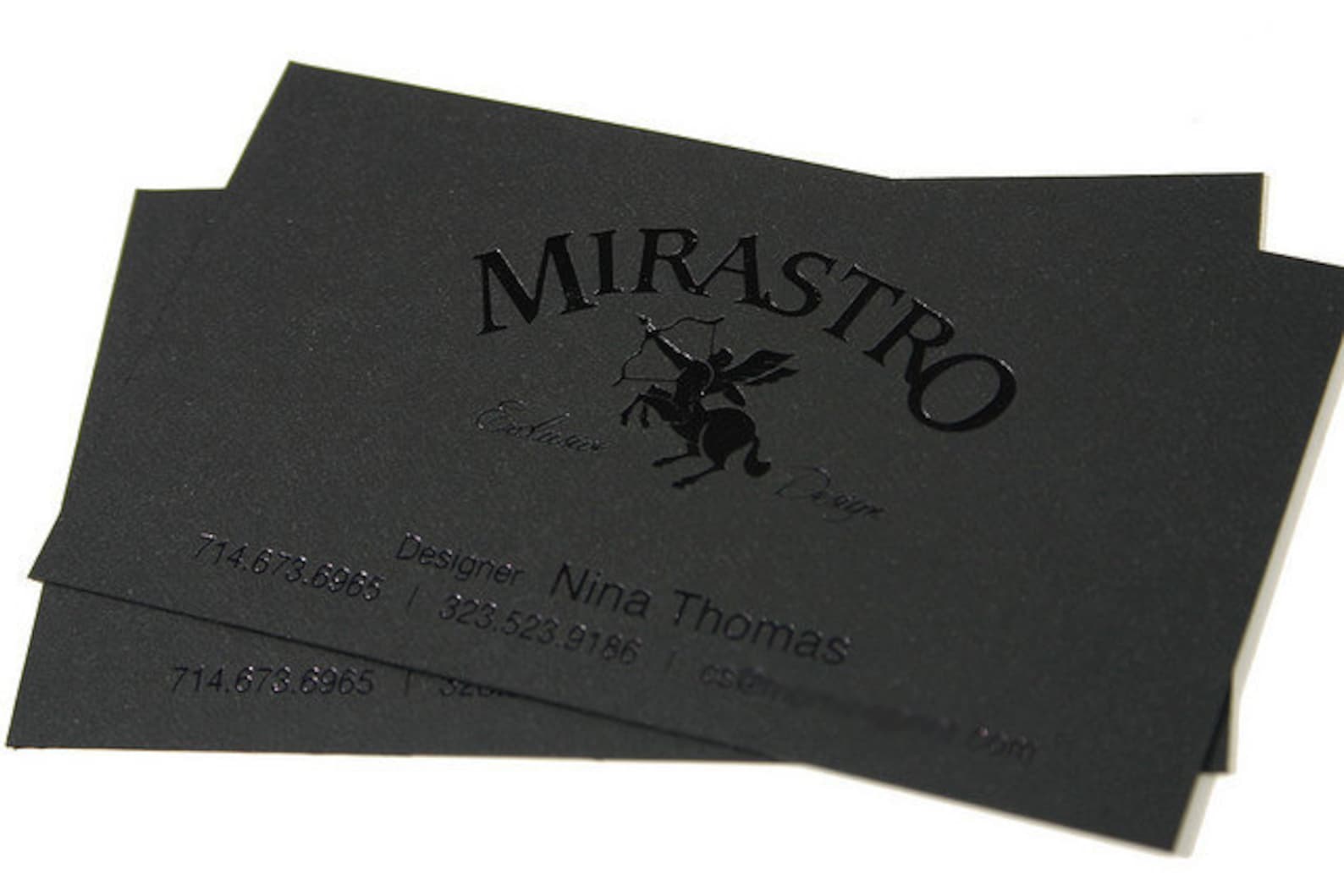 100 Business Cards Black Metallic Foil Embossing 16PT Etsy