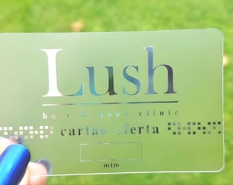 200 Business Cards | Frosted Clear Plastic Stock | Silver Matte Glossy Metallic Foil Stamp | Clear Transparent Recyclable Custom Printed USA