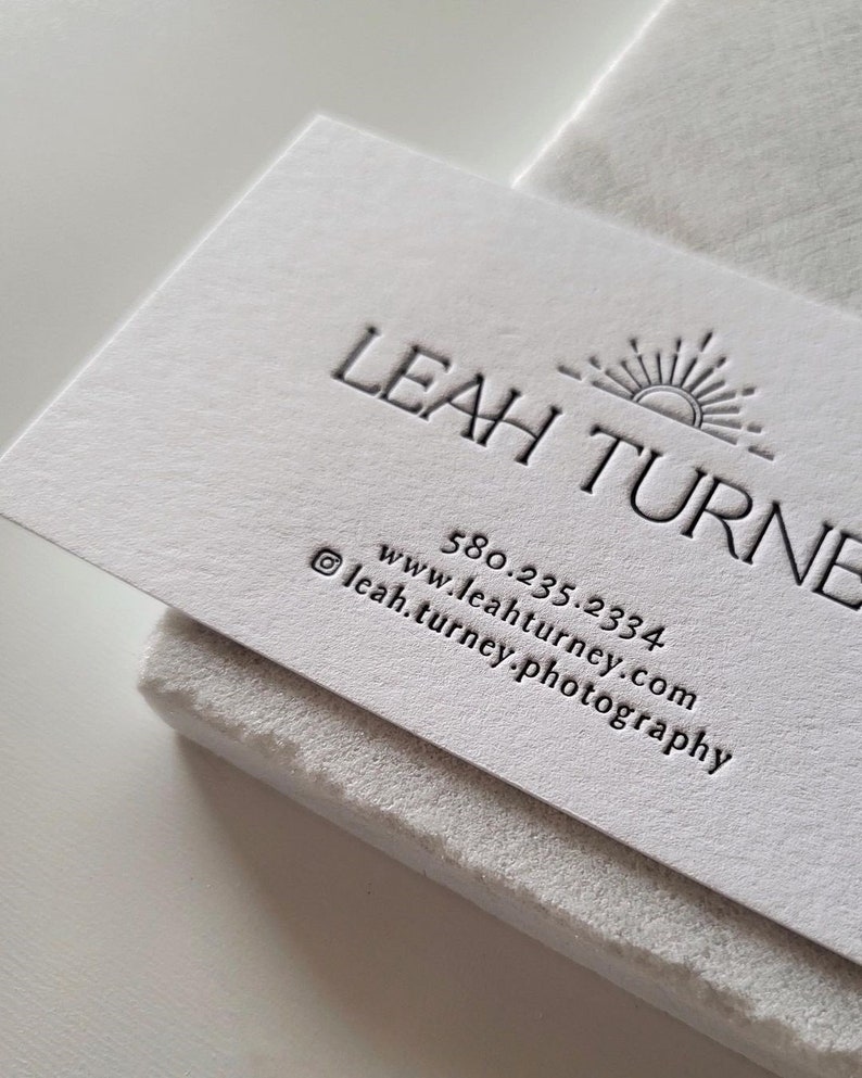 200 Letterpress Business Cards 40PT heavy cotton stock custom printed w black ink, and blind deboss debossing pressed lux cards tags USA image 4