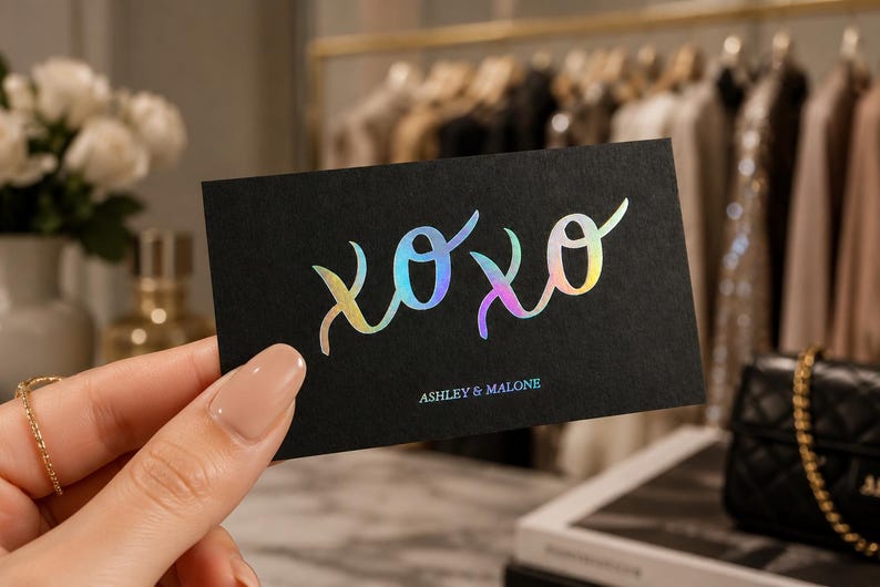 200 Black Business Cards | Rose Gold Copper Bronze Metallic Foil | 14PT 16PT Matte Thick | Color Custom Printed Calling Cards Hang Tags USA image 13