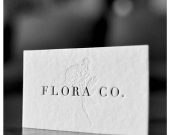 100 Letterpress Business Cards - 40PT heavy cotton stock - custom printed w black ink, and blind deboss debossing pressed lux cards tags USA