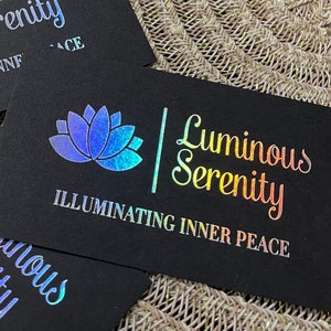200 tarjetas de visita - Papel mate negro 14PT 16PT - lámina metálica plateada arco iris holograma - calidad gruesa holográfica impresa personalizada EE. UU.