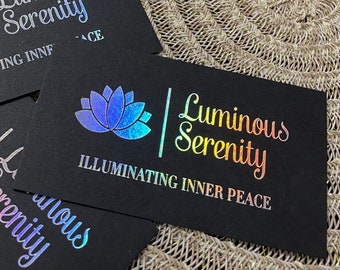 200 Black Business Cards | 14PT 16PT Matte Thick | Holographic Rainbow Silver Gold Copper Metallic Foil | Custom Printed Logo Hang Tags USA