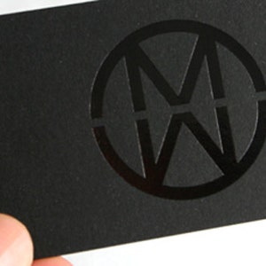 100 Business Cards - black metallic foil or gold silver foil - 14PT 16PT black matte stock custom printed calling cards hang tags unique USA