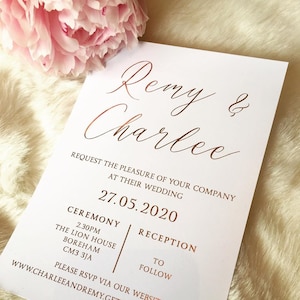 100 cartoline inviti per feste RSVP - 16PT bianco seta laminato opaco stock lamina metallica oro argento oro rosa 4"x6" stampa personalizzata USA