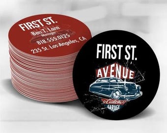 100 Round Business Cards or Hang Tags | 2 Inch Circles | 14PT 16PT Glossy Matte Uncoated Stock | Custom Printed Personal Logo Swing Tags USA