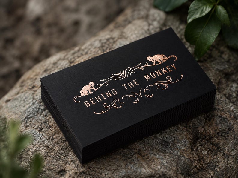 200 Black Business Cards | Rose Gold Copper Bronze Metallic Foil | 14PT 16PT Matte Thick | Color Custom Printed Calling Cards Hang Tags USA image 1