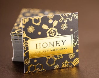 500 Square Business Cards Hang Tags | 16PT Silk Laminated Matte Stock | 2.5x2.5| Gold Silver Rose Gold Copper Metallic Foil Custom Print USA