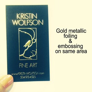 200 visitkort - guld silver rosa koppar metallfolie blindprägling - 14PT 16PT svart matt standard anpassade foliepräglade hängetiketter bild 11