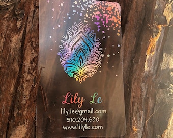 200 Frosted Clear Plastic Business Cards | Holographic Prismatic Hologram Metallic Foil | Rounded Corners | Eco Friendly Custom Printed USA