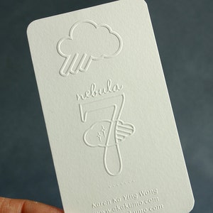 200 Business Cards - blind embossed debossed - 16PT heavy uncoated nouveau stock - custom printed visiting card letterpress raised look tags