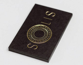 400 Business Cards - black 14PT 16PT matte stock - metallic gold foil stamped custom printed - silver black blue red green pink hangtags