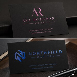 200 Black Business Cards | Rose Gold Copper Bronze Metallic Foil | 14PT 16PT Matte Thick | Color Custom Printed Calling Cards Hang Tags USA image 18