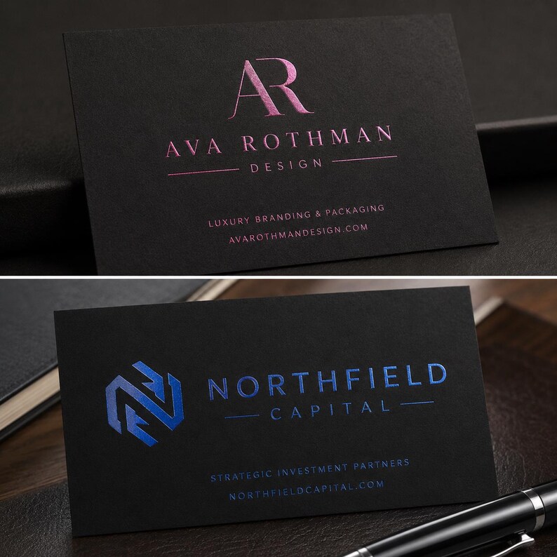 200 Black Business Cards | Rose Gold Copper Bronze Metallic Foil | 14PT 16PT Matte Thick | Color Custom Printed Calling Cards Hang Tags USA image 18