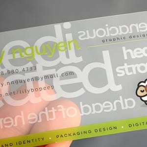 200 Frosted Plastic Business Cards | Clear Transparent White Ink Rounded Corners | Slim Recycled | Full Color Custom Printed Hangtags USA