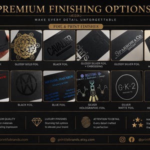 200 Black Business Cards | Rose Gold Copper Bronze Metallic Foil | 14PT 16PT Matte Thick | Color Custom Printed Calling Cards Hang Tags USA image 17