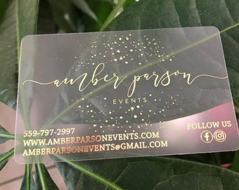 100 Frosted Plastic Business Cards | Gold Silver Matte Glossy Metallic Foil | Custom Printed Stock | Clear See Through Opaque Recyclable USA