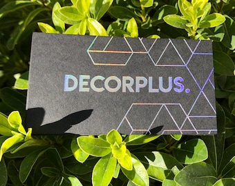 600 Business Cards - black 14PT or 16 PT matte stock - hologram holographic rainbow metallic foil or copper rose gold bronze foil cards