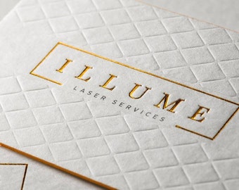 250 Business Cards or Hang tags -  45PT white cotton uncoated textured stock - emboss deboss letterpress - 3.5"x2" custom printed color logo