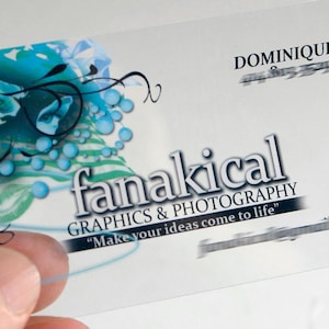600 Business Cards | Clear Transparent Plastic Stock | Color Custom Printed | See Through Translucent Skinny Recyclable | Personalized Tags