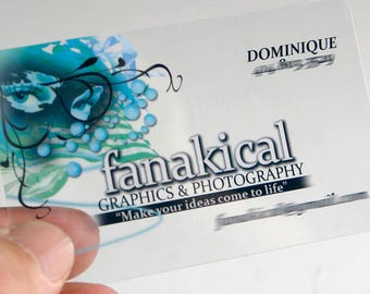 400 Clear Plastic Business Cards | Custom Printed White Ink | Rounded Corners | Transparent Frosted See Through Recyclable Thin HangTags USA