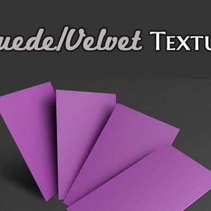 K&ouml;nnte beinhalten: Vier violette Kartonbl&auml;tter, die f&auml;cherf&ouml;rmig angeordnet sind und eine Wildleder- oder Samtstruktur zeigen.
