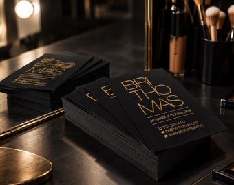 200 Black Business Cards | 32PT Double Ply Thick Matte | Gold Silver Rose Gold Copper Holographic Foil | Custom Printed USA