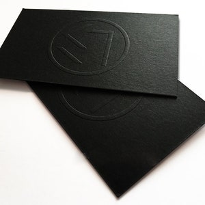 100 Business Cards - Blind embossing or debossing on 16PT black matte stock custom printed logo artwork visiting cards letterpress tags USA
