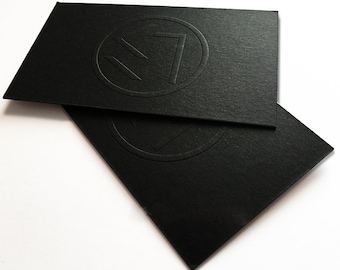 100 Business Cards - Blind embossing or debossing on 16PT black matte stock custom printed logo artwork visiting cards letterpress tags USA