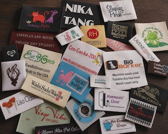 1000 Custom Woven Labels | High Density Damask Weave Fabric | Clothing Clothes Hang Tags | Sew On Iron On Dress Tags | Custom Logo Art USA