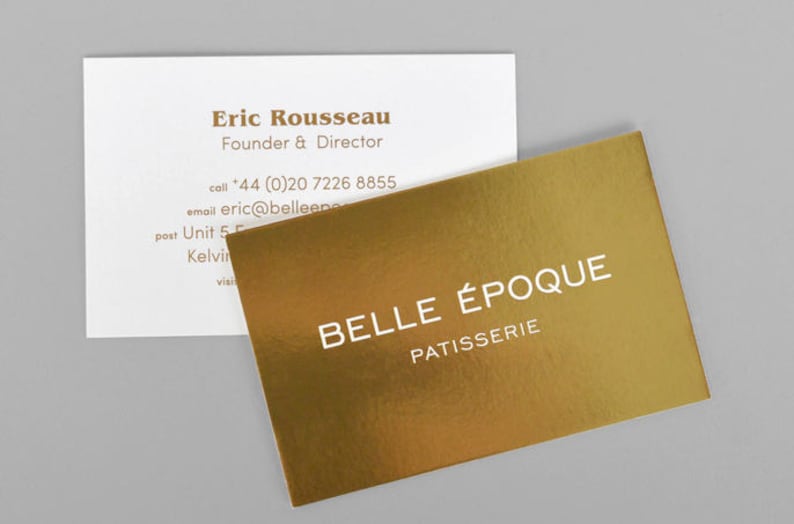 500 Business Cards Inline Metallic Foil 16 Pt Cover Stock Etsy