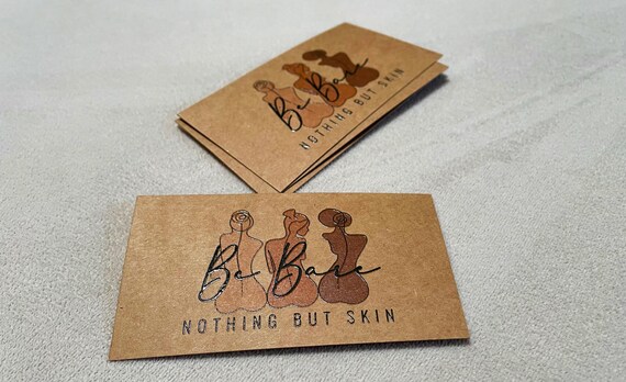 200 Business Cards or Hang Tags | 14PT Recycled Brown Kraft Paper | Raised Ink Spot UV | Eco Friendly Printed Craft Natural Vintage Tags USA