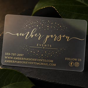200 Frosted Plastic Business Cards | Custom Metallic Foil Color | Rounded Corners Hangtags | Gold Silver Black Clear Transparent Loyalty USA