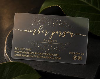 200 Frosted Plastic Business Cards | Custom Metallic Foil Color | Rounded Corners Hangtags | Gold Silver Black Clear Transparent Loyalty USA