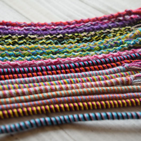 Friendship bracelet minimalist string floss cotton swirl and twist kumi style bracelet