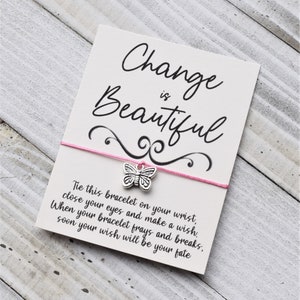 Change is Beautiful Wunscharmband Schmetterling Inspiration Wunschkordel Wunscharmband einfaches Geschenk Armband mit einem Schmetterling Charm Wunscharmband