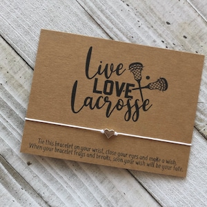 Lacrosse Team Wish Bracelet Lacrosse live love Carte de crosse avec bracelet de vœux de perle de cœur