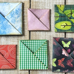6 Junk Journal gevouwen origamizakje Opgevouwen papierzakje 3 verschillende maten