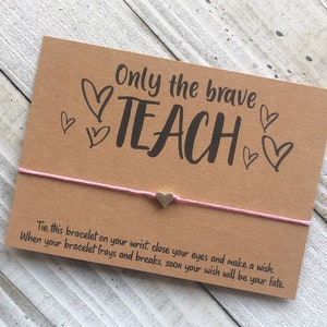 Lehrerwunsch Armband Lehrer Wertschätzung Geschenk Wunscharmband einfaches Geschenk Kordel Wunscharmband mit herz perle