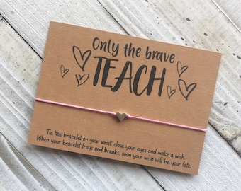 Teacher wish Bracelet teacher appreciation gift wish bracelet simple gift cord wish bracelet with a heart bead