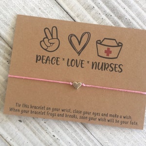 Verpleegster wens Armband Vrede liefde verpleegkundigen wens armband eenvoudig geschenk koord Verpleegster geschenk wens armband