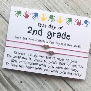 First day of 2nd grade bracelet set mommy and me daddy and me second grade comfort wish bracelet
