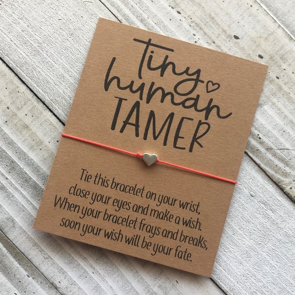 Teacher wish Bracelet teacher appreciation gift tiny human tamer wish bracelet simple gift cord wish bracelet with a heart bead