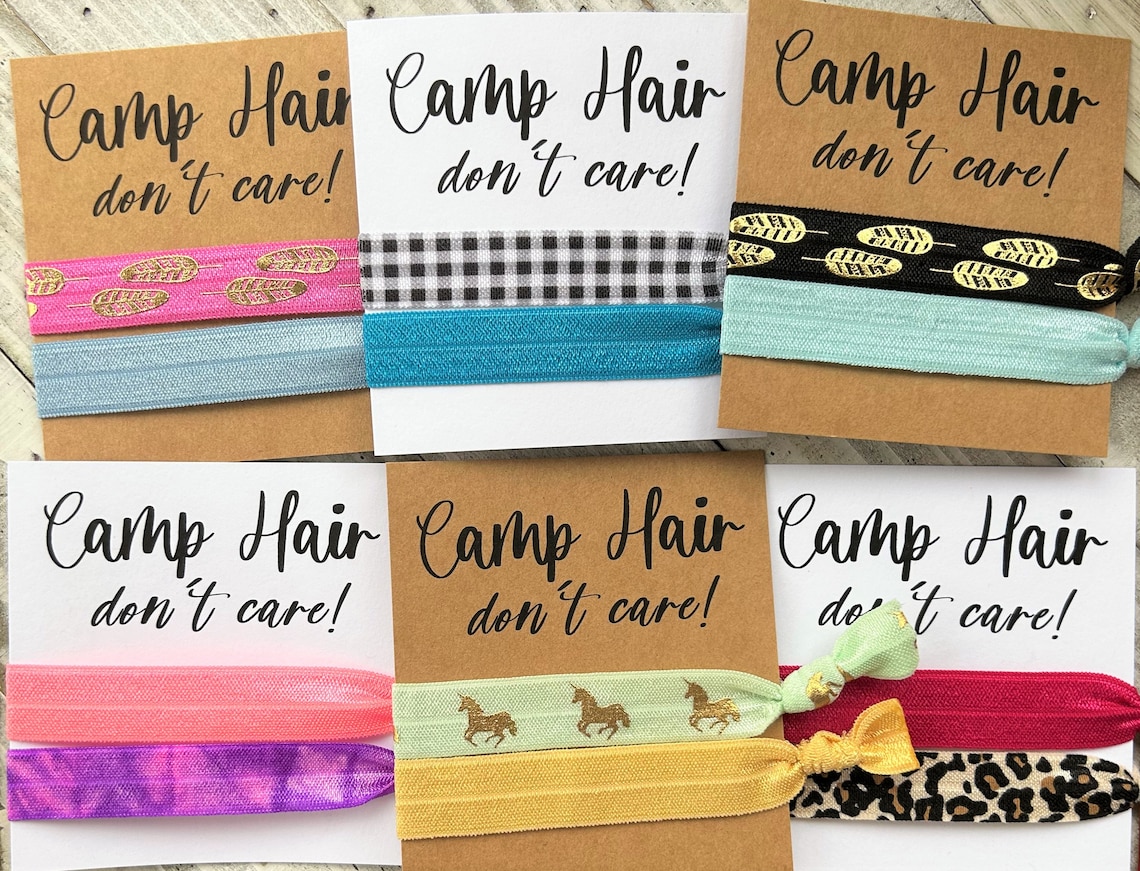 Hair Ties Party Favor Camp Hair Card for Camp Camping Party Birthday ...