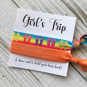 Girls Trip Hair ties party favor Girls fin de semana despedida de soltera favor hair tie, elastic tie for party b-day, wedding Party custom card lazos para el cabello