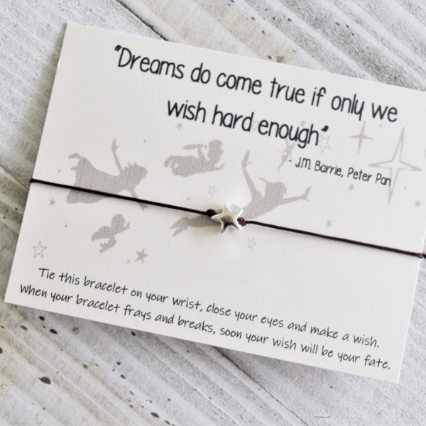 Peter Pan wish bracelets Dreams do come true wish bracelet with a star bead wish bracelet