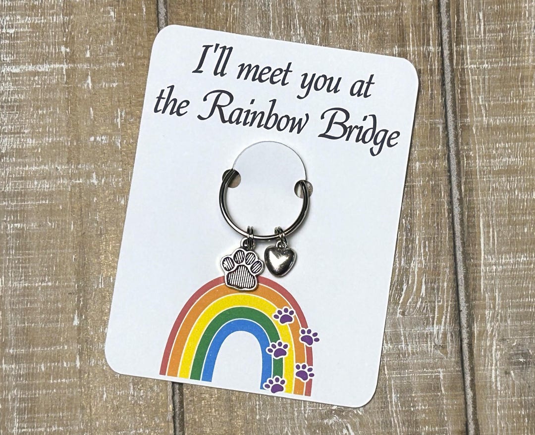 Keychain Gift With Card Rainbow Bridge Keychain Pet Mourning Dog Loss I ...
